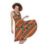 Kente Pattern Print Sleeveless Knee Length Dress