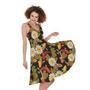 Koi Carp And Lotus Pattern Print Sleeveless Knee Length Dress