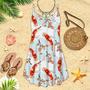 Koi Fish Tropical Japanese Flowers Branches Spaghetti Strap Summer Dress