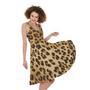 Leopard Pattern Print Sleeveless Knee Length Dress