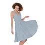 Light Blue Denim Jeans Print Sleeveless Knee Length Dress