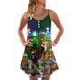 Lighthouse And Merry Christmas Happy - V-Neck Sleeveless Cami Dress