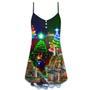 Lighthouse And Merry Christmas Happy - V-Neck Sleeveless Cami Dress