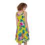 Lime Hawaiian Pineapple Pattern Print Sleeveless Knee Length Dress