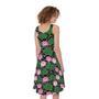 Lotus Flower And Leaf Pattern Print Sleeveless Knee Length Dress