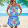 Magic Mushrooms Hippie Colorful Spaghetti Strap Summer Dress