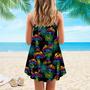 Magic Psychedelic Neon Mushroom Spaghetti Strap Summer Dress