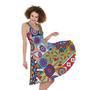 Mandala Tile Bohemian Pattern Print Sleeveless Knee Length Dress