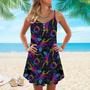 Mandalas Gecko Lizards With Boho Suns Tropical Pattern Spaghetti Strap Summer Dress