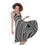 Maori Polynesian Tribal Tattoo Print Sleeveless Knee Length Dress