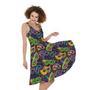 Mardi Gras Festival Pattern Print Sleeveless Knee Length Dress