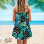 Mardi Gras Gift for Summer Lovers Tropical Bigfoot Flowers Spaghetti Strap Summer Dress