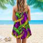 Mardi Gras Pattern Spaghetti Strap Summer Dress