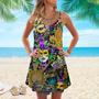 Mardi Grass Color Festival Spaghetti Strap Summer Dress