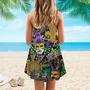 Mardi Grass Color Festival Spaghetti Strap Summer Dress