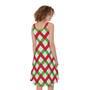 Merry Christmas Checkered Pattern Print Sleeveless Knee Length Dress