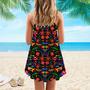 Mexican Flower Traditional Spaghetti Strap Summer Dress