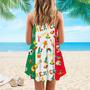 Mexico Flag Design Pattern Spaghetti Strap Summer Dress