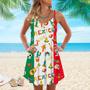 Mexico Flag Design Pattern Spaghetti Strap Summer Dress