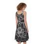 Monochrome Lotus Print Sleeveless Knee Length Dress