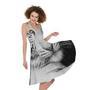 Monochrome White Bengal Tiger Print Sleeveless Knee Length Dress