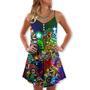 Motorsport Neon Tree Merry Christmas - V-Neck Sleeveless Cami Dress