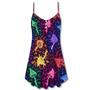 Mushroom Galaxy Rainbow Colorful Bright - V-Neck Sleeveless Cami Dress