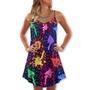 Mushroom Galaxy Rainbow Colorful Bright - V-Neck Sleeveless Cami Dress