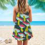 Mushrooms Meadow In Bright Colors Sweets Spaghetti Strap Summer Dress