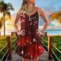 Music Musical Notes And Blurry Lights On Dark Red - V-Neck Sleeveless Cami Dress