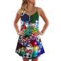 Music Santa Funny Merry Christmas - V-Neck Sleeveless Cami Dress