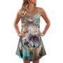 Native American Wolf Dream Catcher Art Style - V-Neck Sleeveless Cami Dress