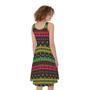 Native Indian Tribal Pattern Print Sleeveless Knee Length Dress