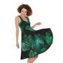 Natural Tropical Leaf Print Sleeveless Knee Length Dress