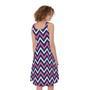 Navy Pink And White Chevron Print Sleeveless Knee Length Dress