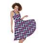 Navy Pink And White Chevron Print Sleeveless Knee Length Dress