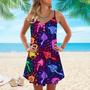 Neon Colorful Mushroom Spaghetti Strap Summer Dress