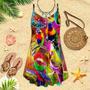 Neon Colorful Parrot Spaghetti Strap Summer Dress