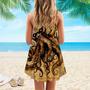 Octopus Brown Spaghetti Strap Summer Dress