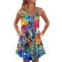 Octopus Lover Colorful Art Style - V-Neck Sleeveless Cami Dress