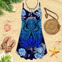 Octopus Navy Blue Spaghetti Strap Summer Dress