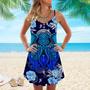 Octopus Navy Blue Spaghetti Strap Summer Dress