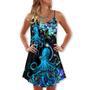 Octopus With Flower Beauttiful Day - V-Neck Sleeveless Cami Dress