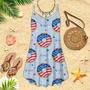 Of July Blue And Red Donuts Spaghetti Strap Summer Dress