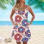 Of July Donuts America Spaghetti Strap Summer Dress