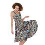 Old Cassette Tape Print Sleeveless Knee Length Dress