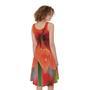 Orange Amaryllis Print Sleeveless Knee Length Dress