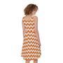 Orange And White Chevron Pattern Print Sleeveless Knee Length Dress