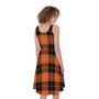 Orange Black And Yellow Tartan Print Sleeveless Knee Length Dress