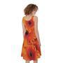 Orange Daisy Flower Print Sleeveless Knee Length Dress